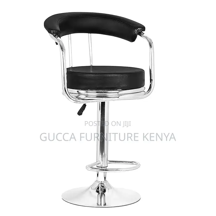 Home Chairs: Adjustable Leather Barstool With Back and Arms