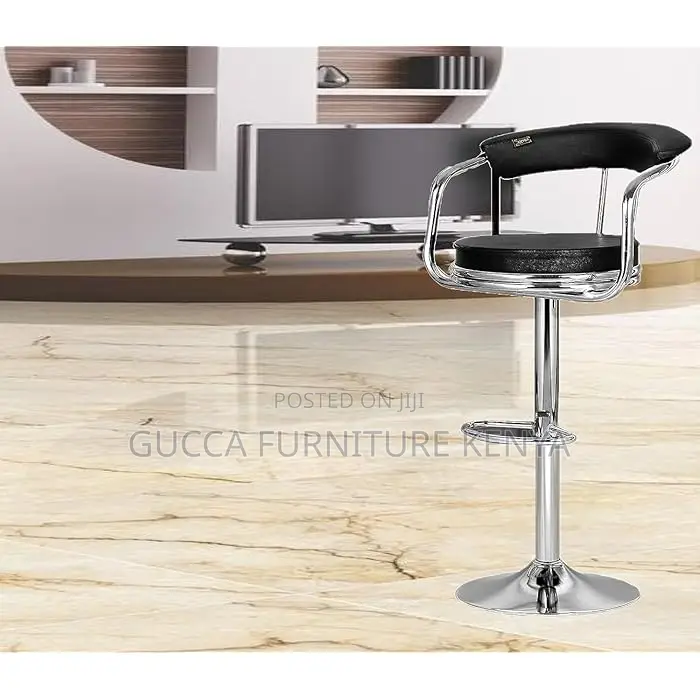 Home Chairs: Adjustable Leather Barstool With Back and Arms