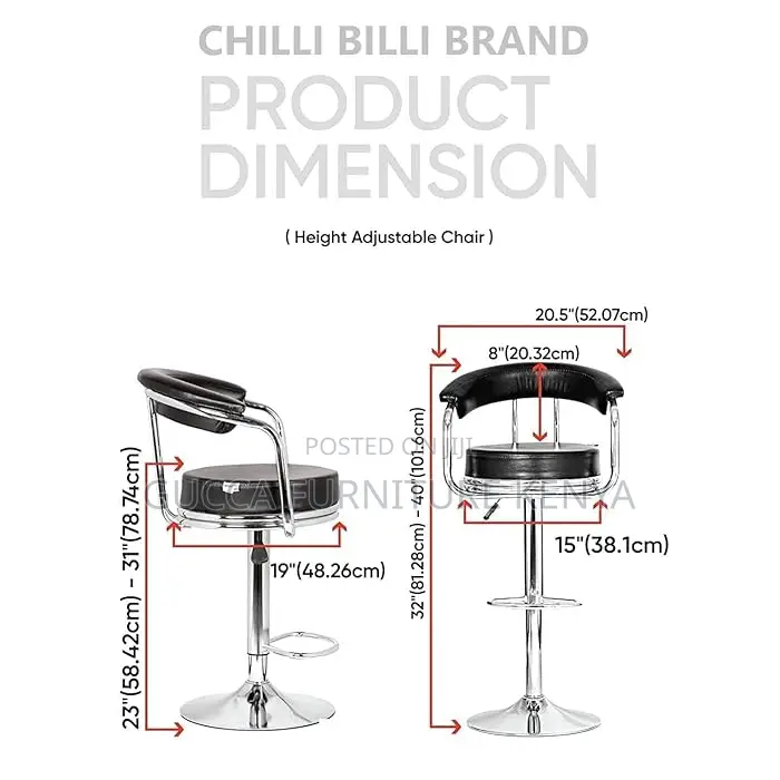 Home Chairs: Adjustable Leather Barstool With Back and Arms