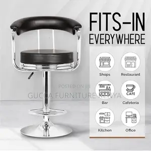 Home Chairs: Adjustable Leather Barstool With Back and Arms