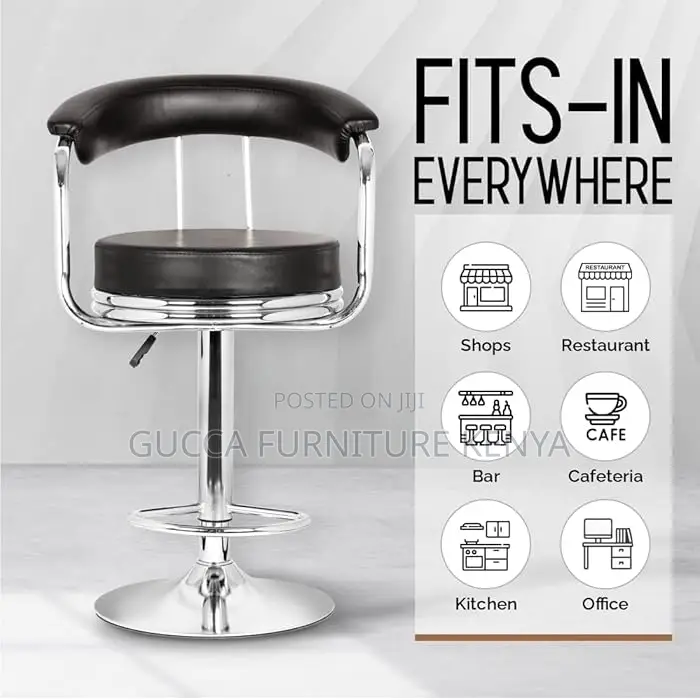 Home Chairs: Adjustable Leather Barstool With Back and Arms