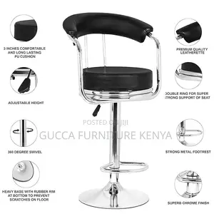Home Chairs: Adjustable Leather Barstool With Back and Arms
