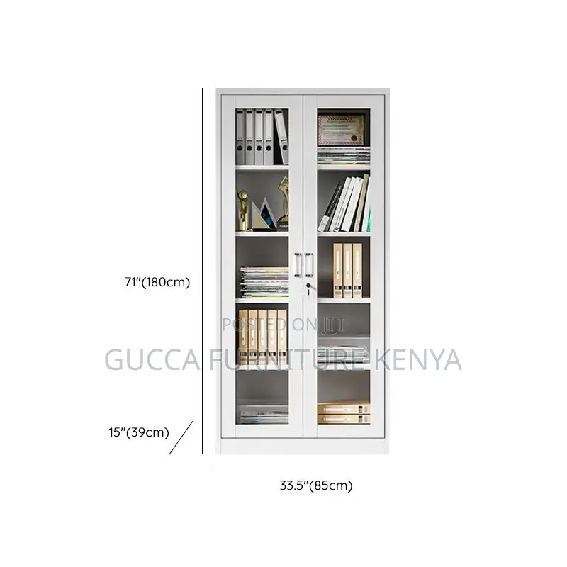 Cabinets:Full Glass 2-Door Chalk Storage Office Cabinet