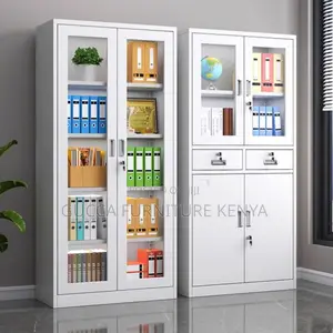 Cabinets:Full Glass 2-Door Chalk Storage Office Cabinet