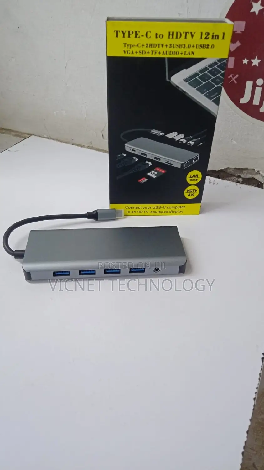 12 Port USB Type C Hub With Vga,Hdmi,Usb, Lan, Pd, and SD