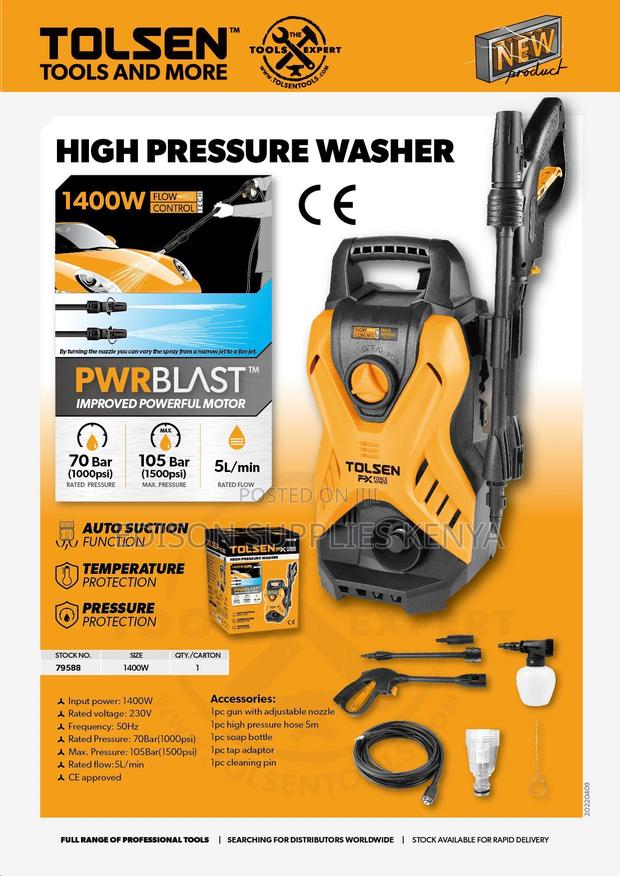 Pressure Washer Tolsen Heavy Duty For Car Wash Machine 1400W - thumbnail 2