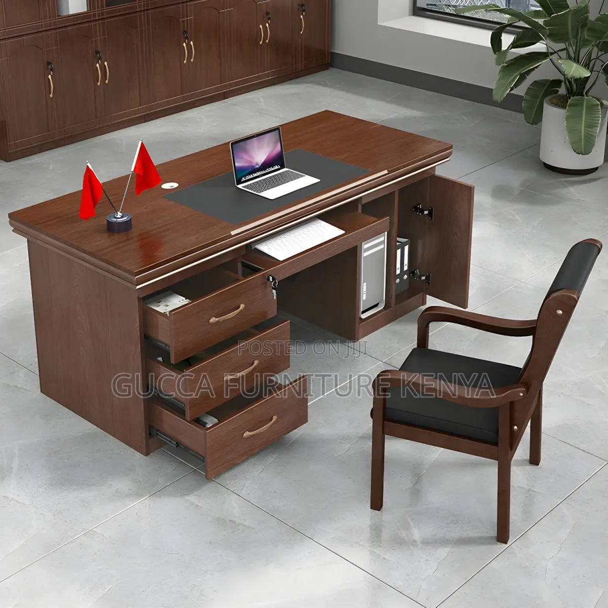 Office Tables:120cm Boss Office Desk With Drawers and Lock