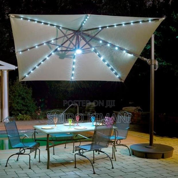 Solar Powered Umbrella With Lights for Outdoor Use