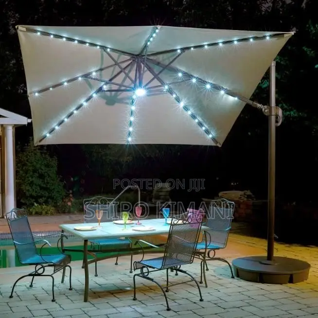 Solar Powered Umbrella With Lights for Outdoor Use