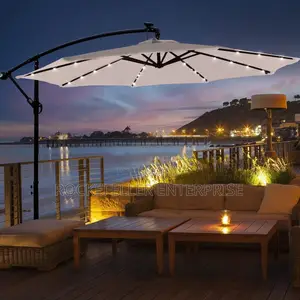 Parasol Umbrella With Lights Solar Powered Waterproof
