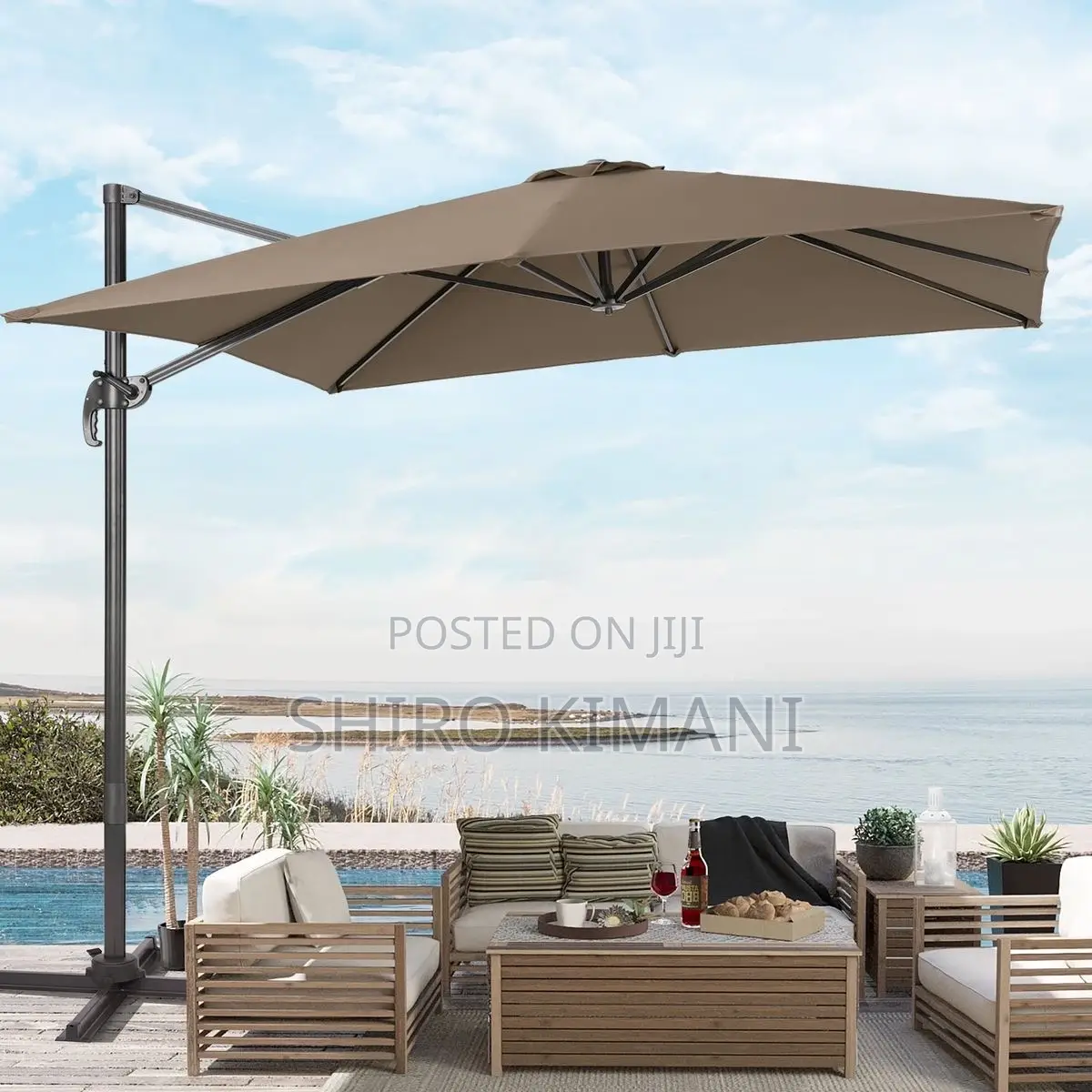 Solar Parasol Umbrella With Lights Outdoor Use