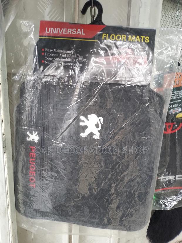 Peugeot White Logo Dust Carpet Rubber Mats - main view