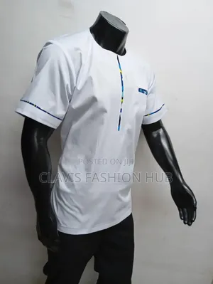White Men Shirts With a Touch of Blue Kitenge