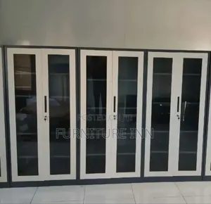 Metallic 2 Door Full Glass File Cabinet