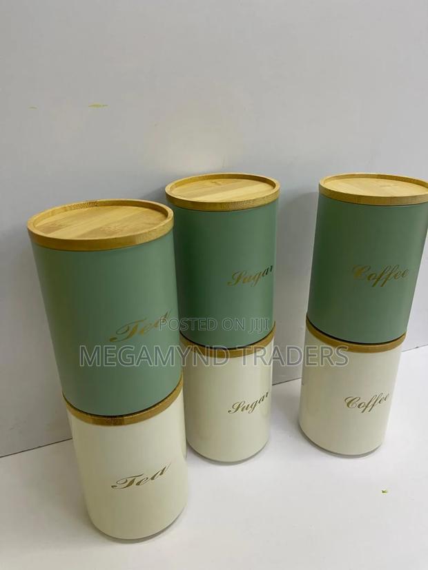 3pc Canister Metallic for Sugar, Tea and Coffee - thumbnail 3