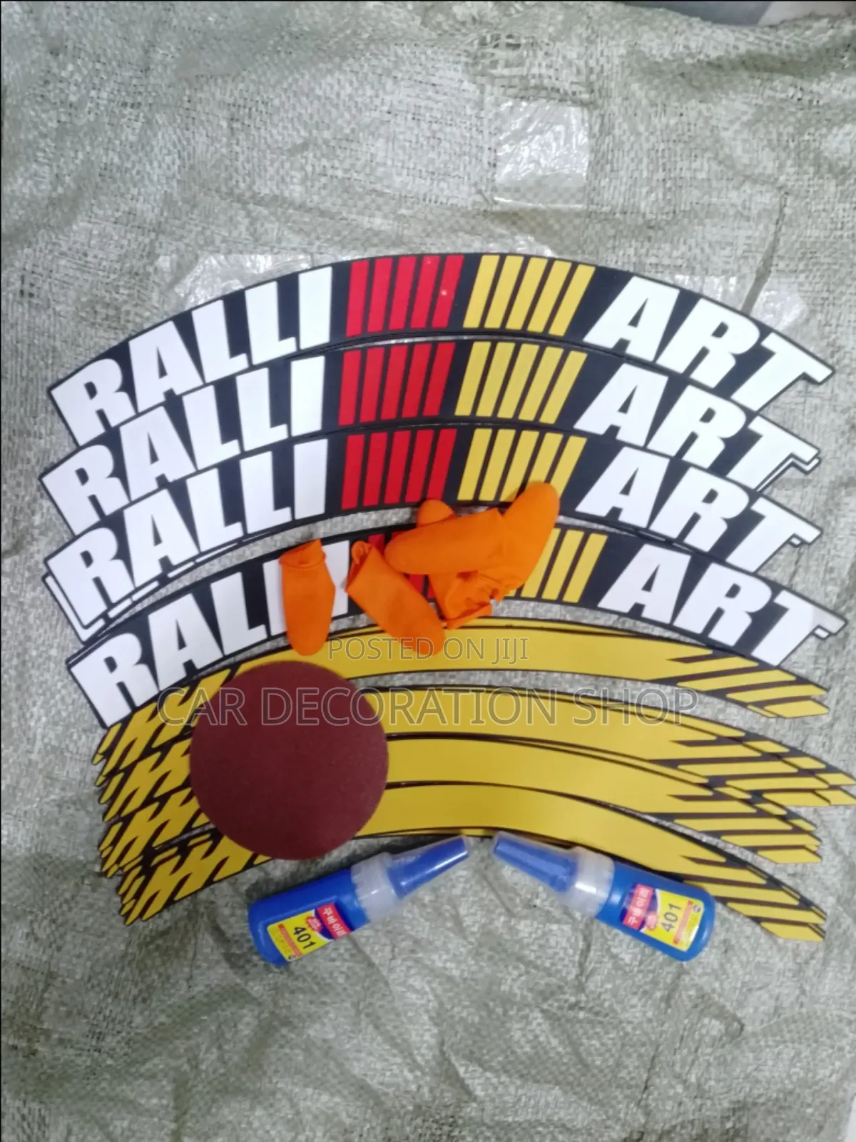 Ralliart Tire Stickers in White, Red and Yellow With Glues