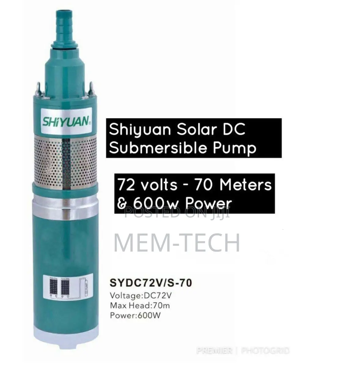 Powerful Shiyuan Solar Dc Submersible Pump 72V 70M 600W