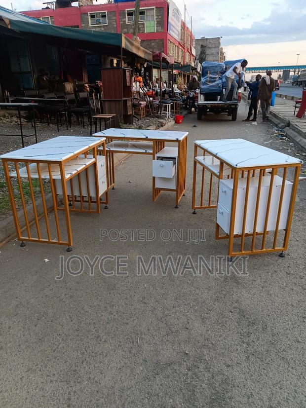 Manicure Marble Tables, With Drawers, White and Gold  - main view