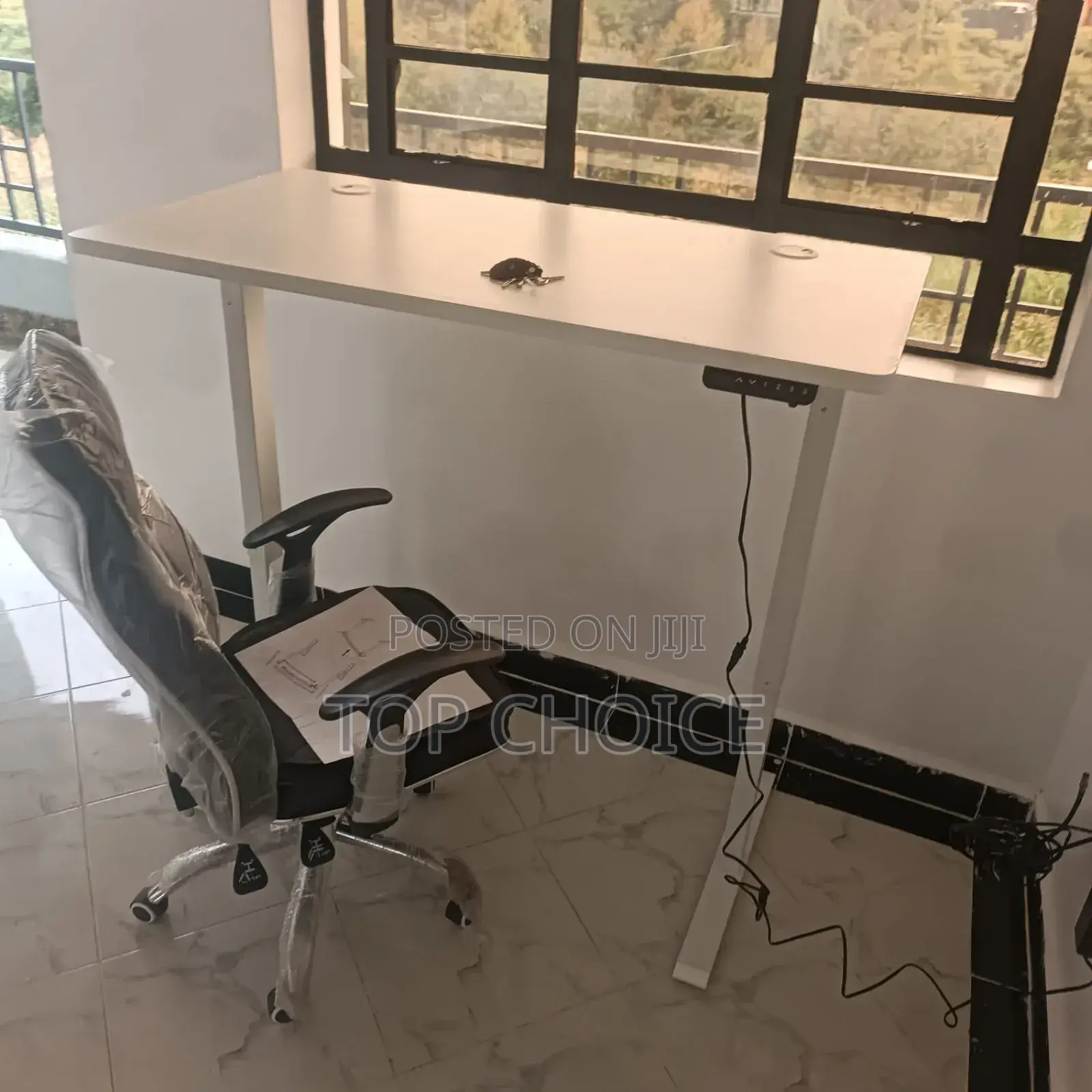 Leather Office Chair and Electric Table