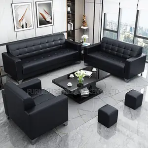 Office Sofa Set; 5-Seater Executive Leather Lobby Sofa