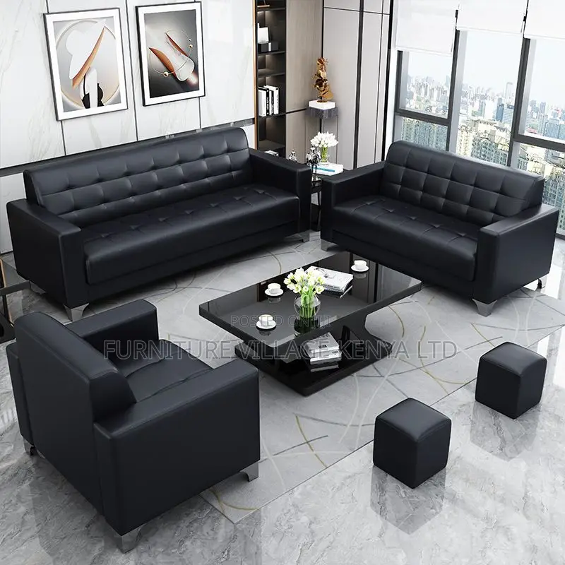 Office Sofa Set; 5-Seater Executive Leather Lobby Sofa