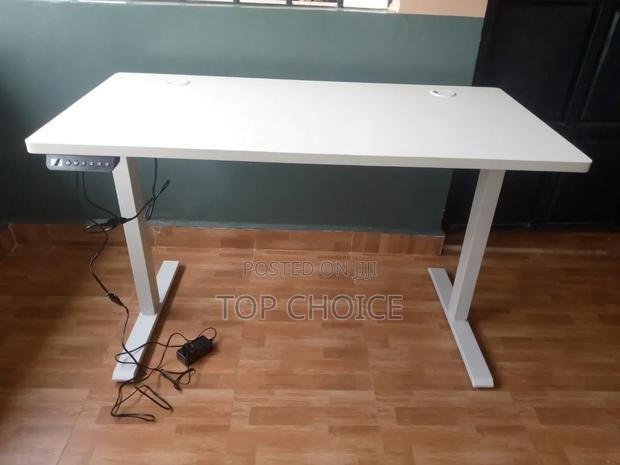 White Electric Adjustable Desk - main view