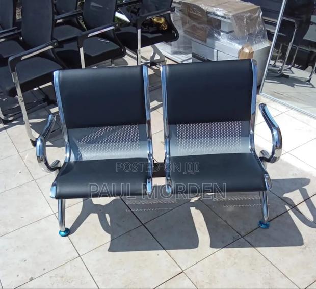 Black Padded Two Seater Office Waiting Chair
