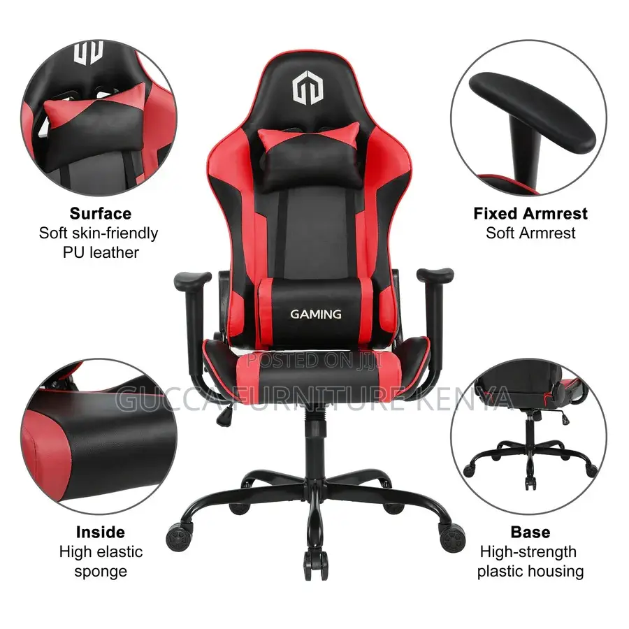Office Chairs: Ergonomic Leather Racing Style Gamer Chair