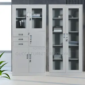 Cabinets:Full Glass 2door Contemporary Steel Storage Cabinet