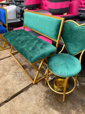 Love Chair and Green Velvet Waiting Chair
