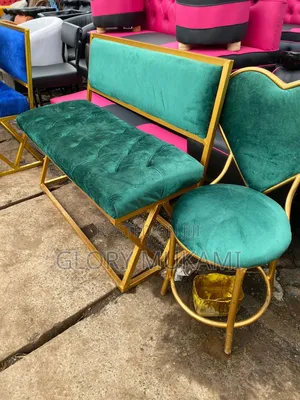 Love Chair and Green Velvet Waiting Chair