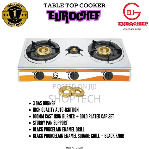 Eurochef 3 Burner Gas Cooker Table Top