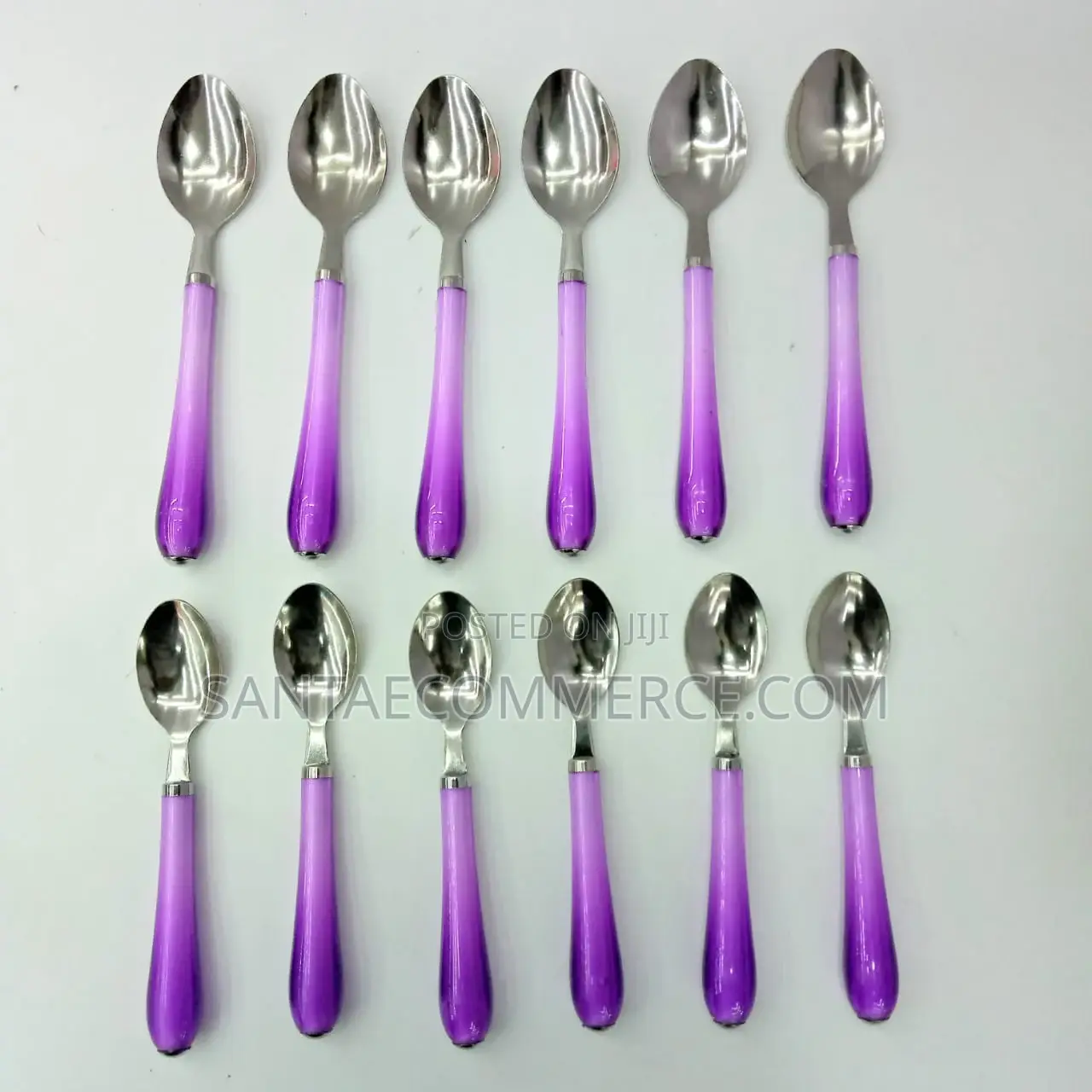6 PCS Coloured Handle Stainless Steel Tablespoons