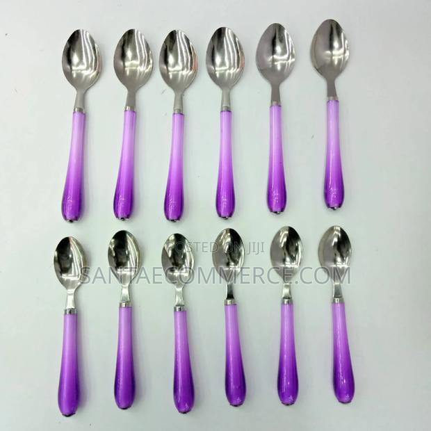 6 PCS Coloured Handle Stainless Steel Tablespoons