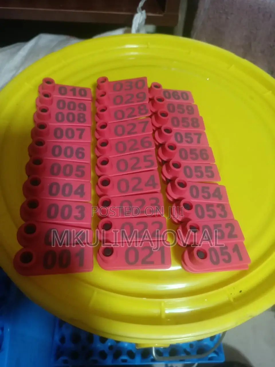 Red Slim Numbered Goats/Sheep Ear Tags