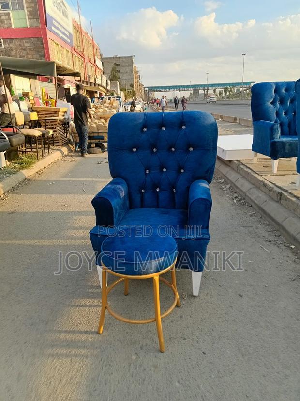 Pedicure Seat and a Pouf, Latest Design, Blue - main view