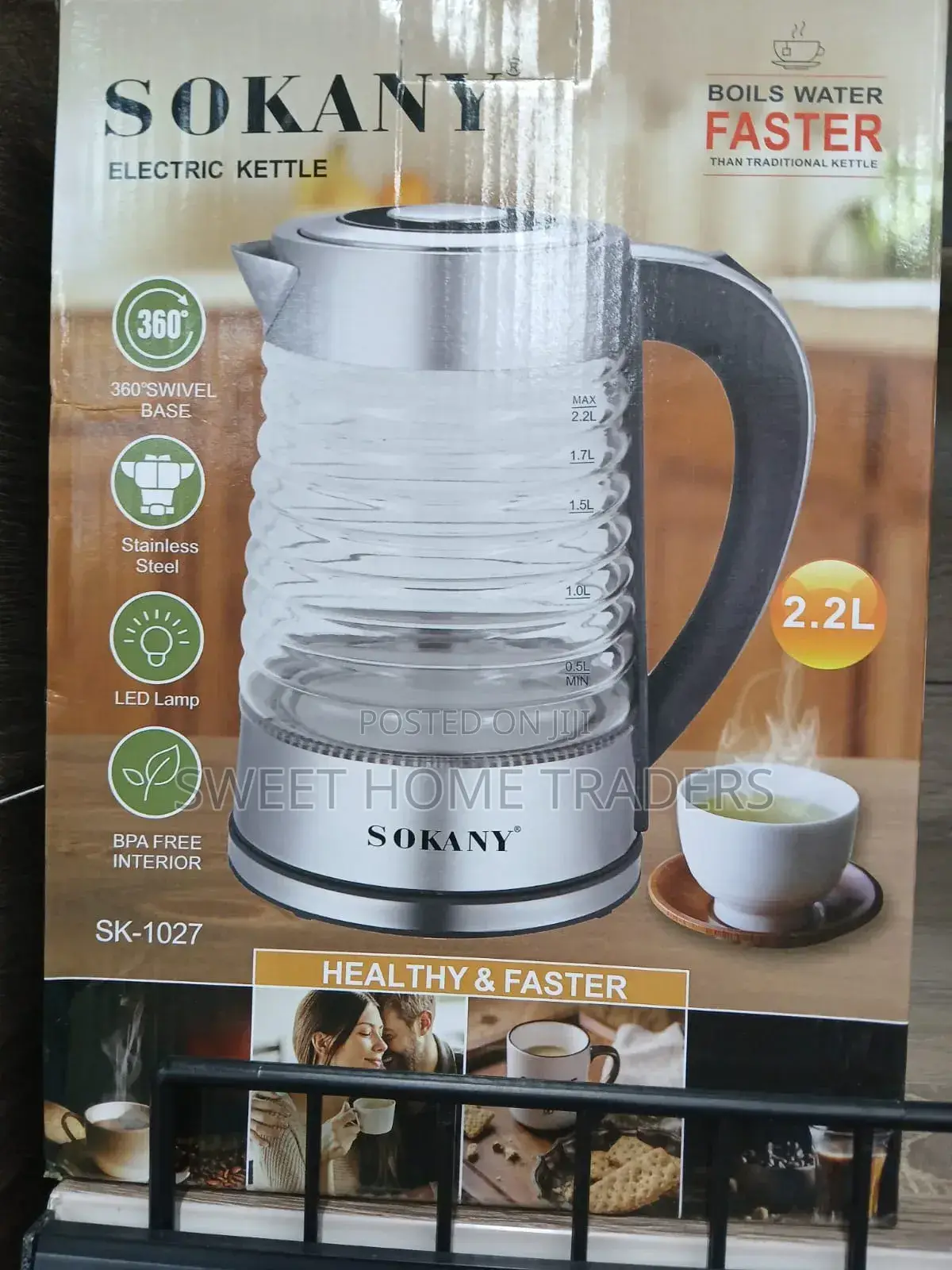 Sokany Electric Glass Kettle 2.2l