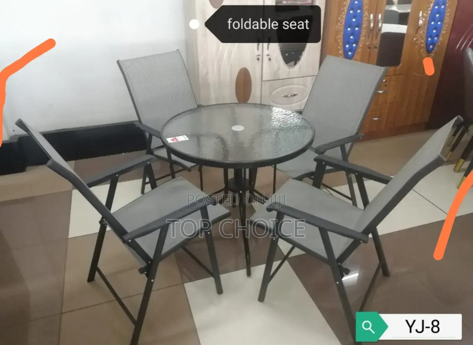 Rattan Outdoor Table (Folding Chairs)