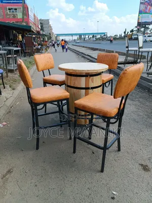 Barrel Set of Bar Chairs 