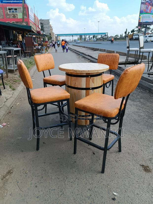 Barrel Set of Bar Chairs