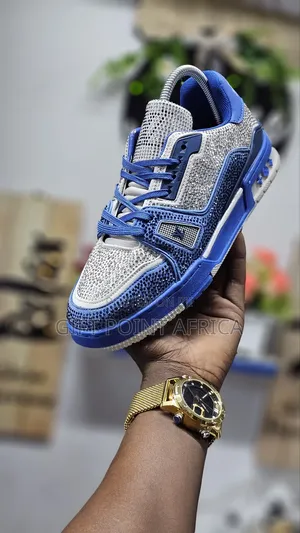 Blue Louis Vuitton Glitters Unisex Sneakers