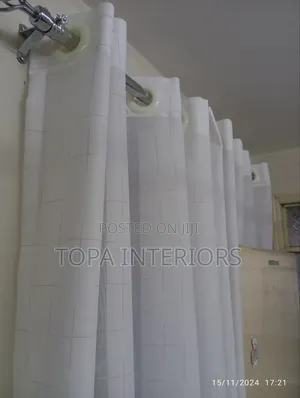 Window Netting White Sheers With Pink Stripes