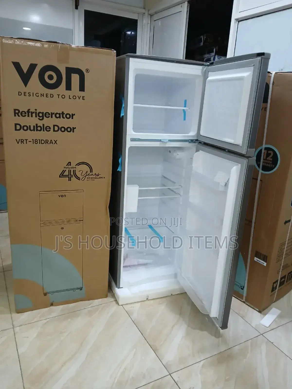 Von VRT-181drax Double Door Fridge - 181l, Inox