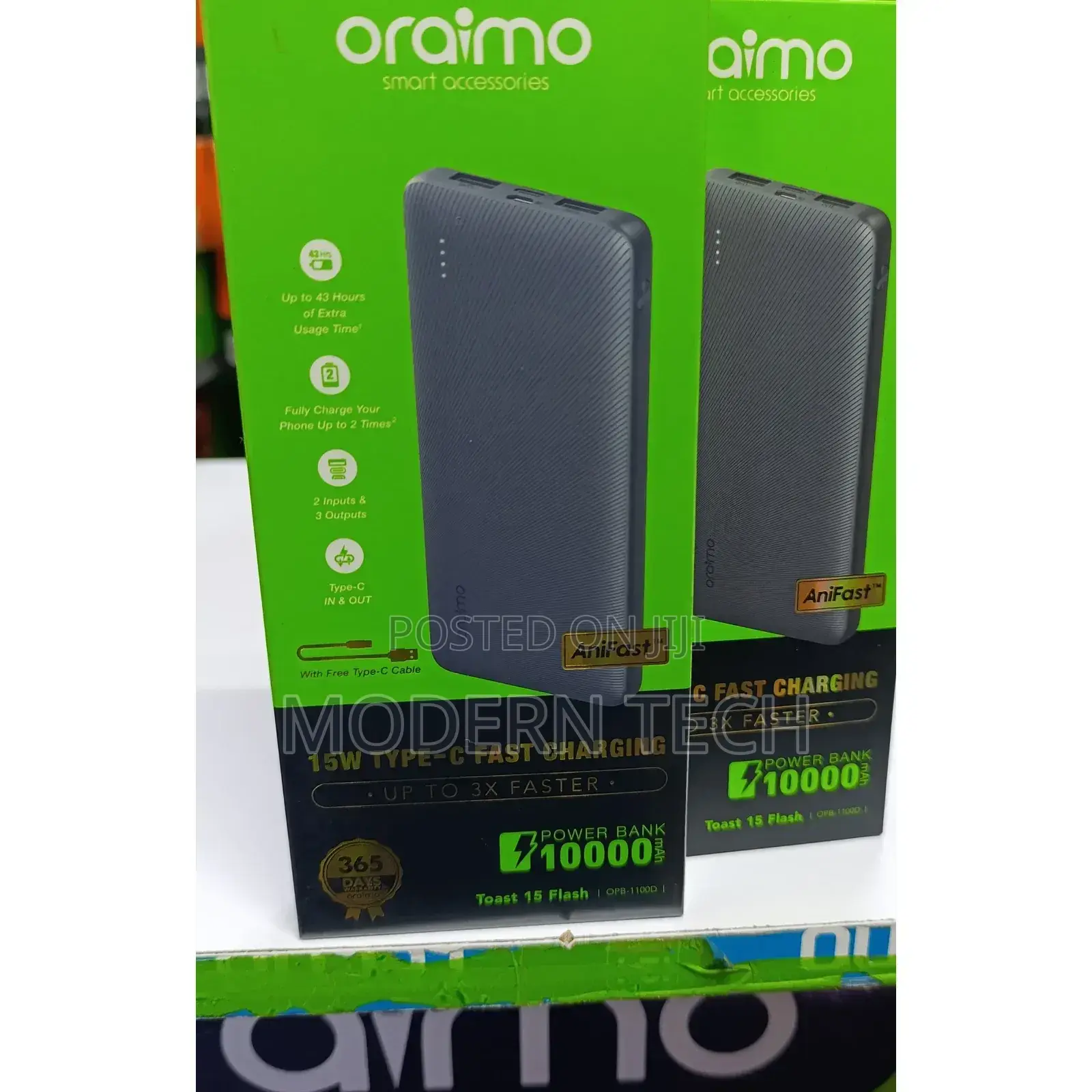 Oraimo Toast 15 Flash 10000mah Fast Charging Power Bank