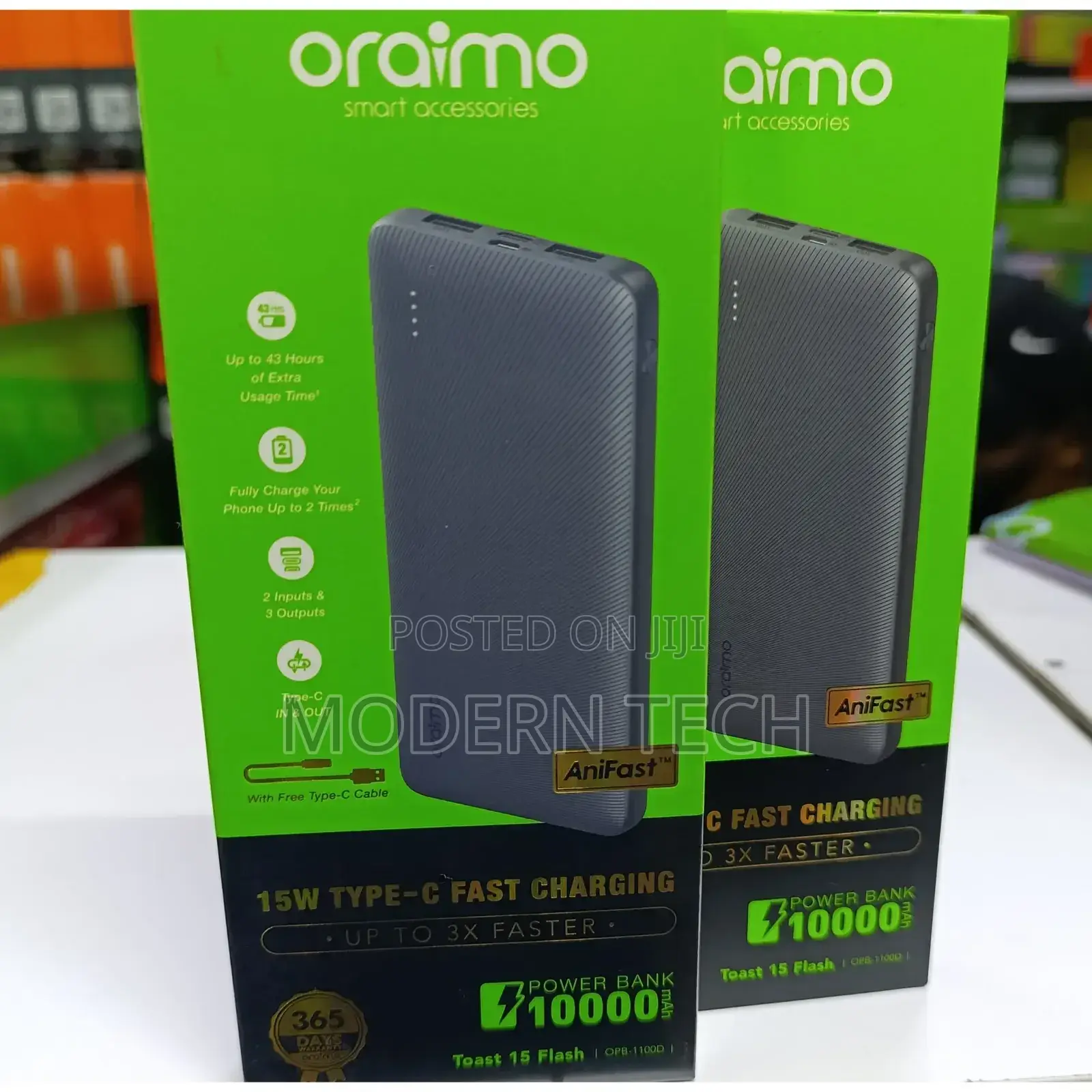 Oraimo Toast 15 Flash 10000mah Fast Charging Power Bank