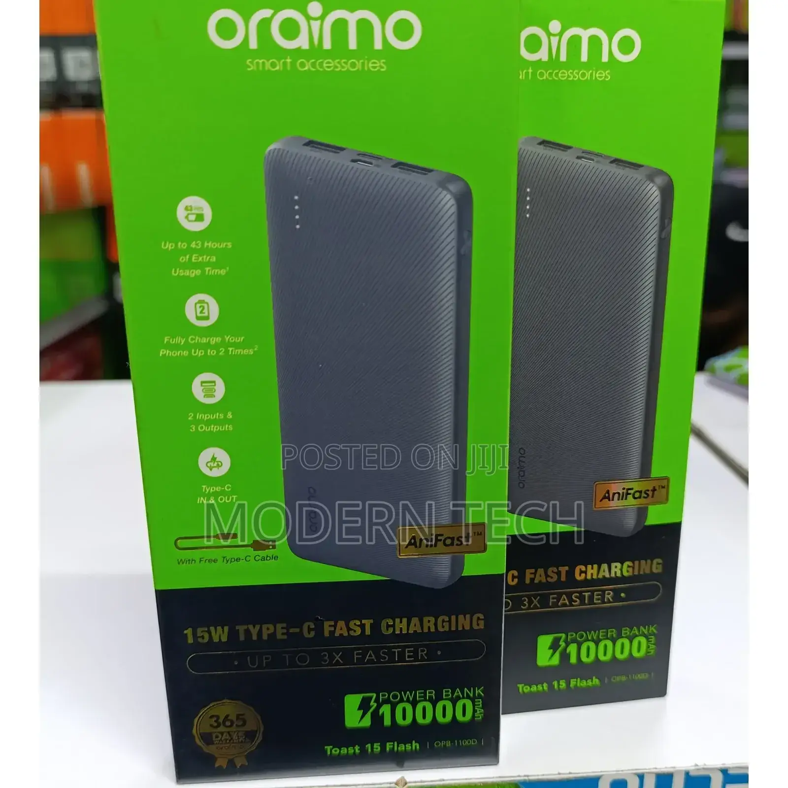 Oraimo Toast 15 10000mah Fast Charging Power Bank