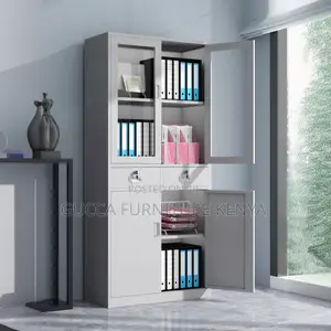 Cabinets:Simple 2-Door Steel Storage Cabinet With Drawers
