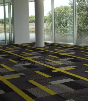 Black and Yellow Patterned Tile Carpet