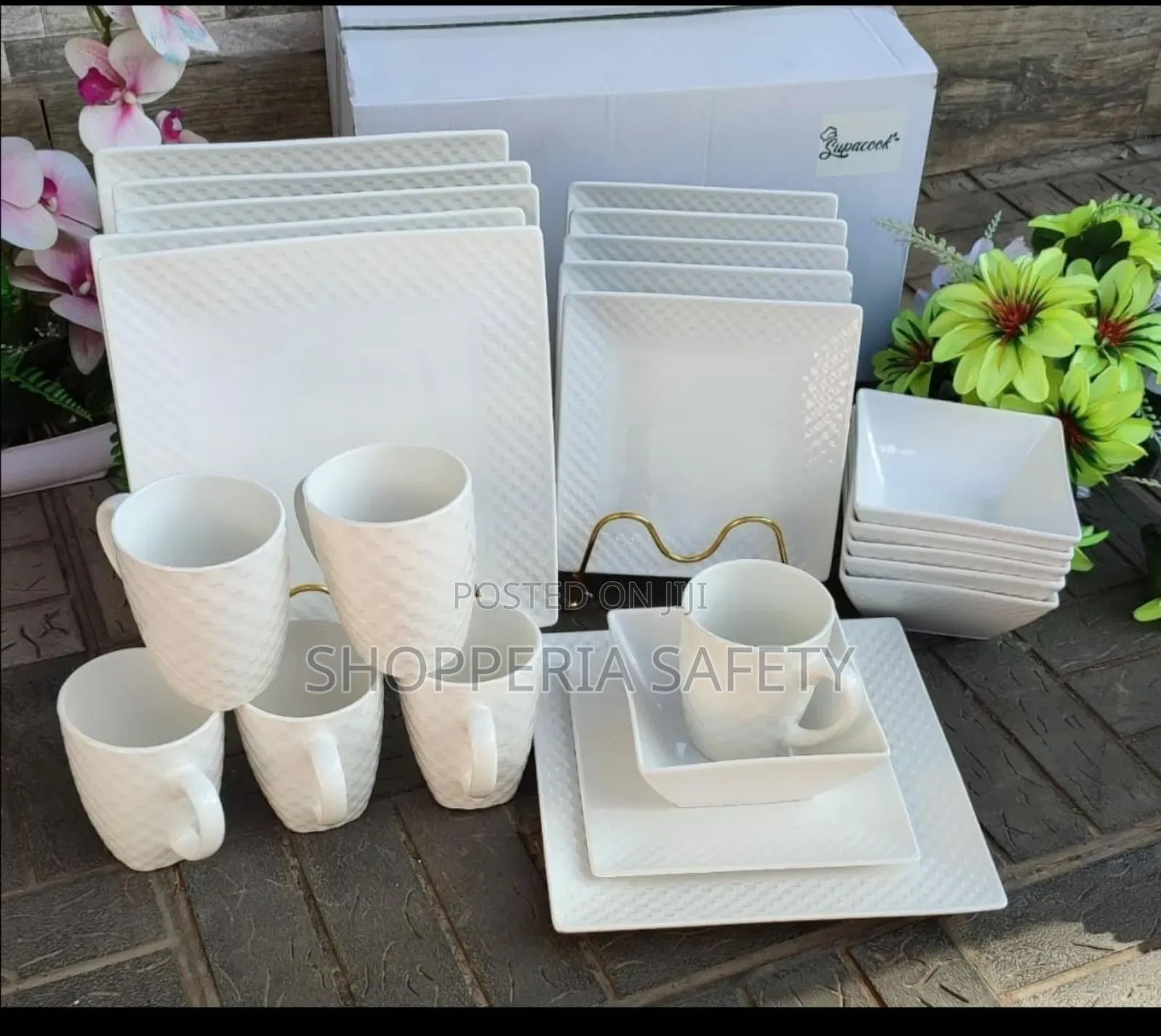 White Square Dinner Set