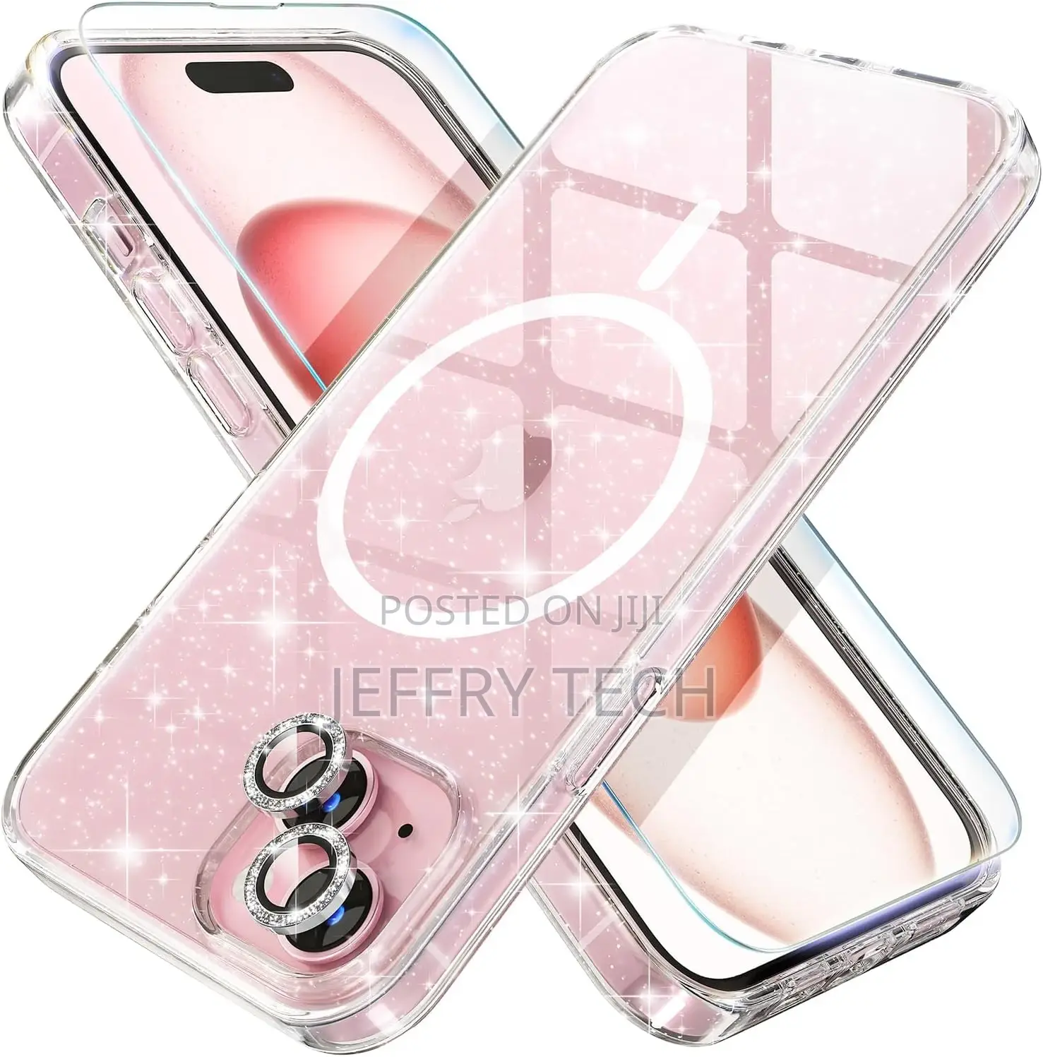 iPhone 15 Case With Magsafe Women Clear Glitter